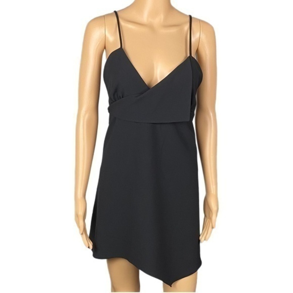 ZARA black, surplice-halter neckline, asymmetrical, mini dress. Size XL. NWOT